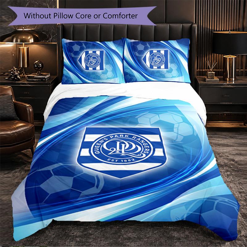 Queens Park Rangers Football 3 Piece Bedding Set Soft Duvet Cover Set with Pillowcases Printed Bedroom Decor Set for Home