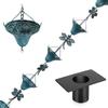 Vindar 2.6m Dragonfly Iron Retro Gutter, Antique Sky Blue, 10pcs Flower Cups, 10pcs Dragonfly Decorative Gutter Chain