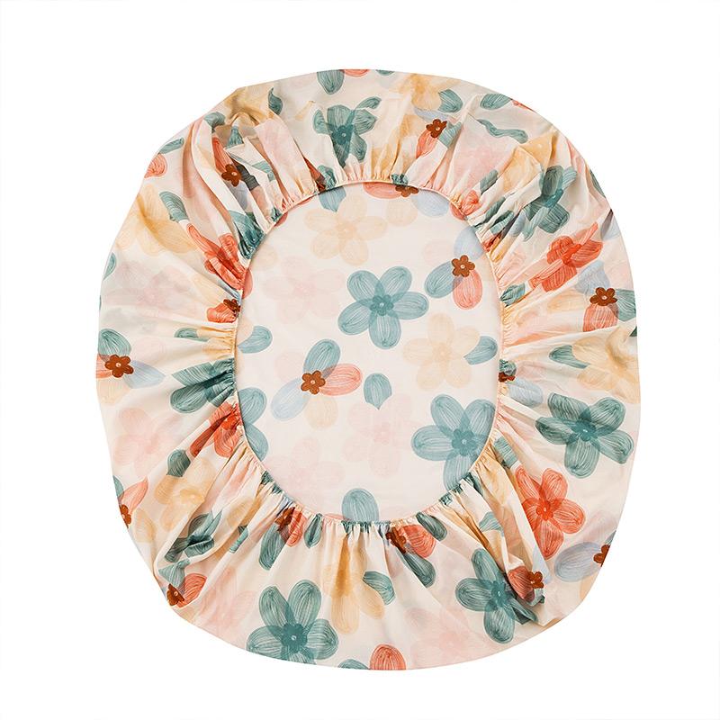 3PC Flower World Fitted Sheet Floral Pattern 100%Polyester 1Fitted Sheet 2Pillowcase Queen/King Size Four Seasons No Pillowcase