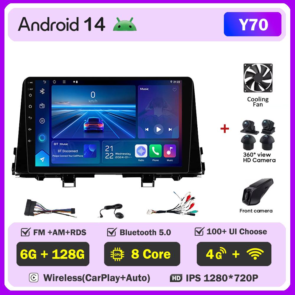 Автомобильный видеоплеер для KIA Morning 3 Picanto 2017-2020 Carplay Android 14 авто радио интеллектуальная система GPS навигация 5G Wifi