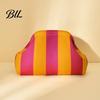 Kiss Lock Clutch Purse Woven Striped for Woman, Large Capacity Cosmetic Pouch, Portable Knit Dumpling Bag, Handbag Evening, Party Toiletry Bag