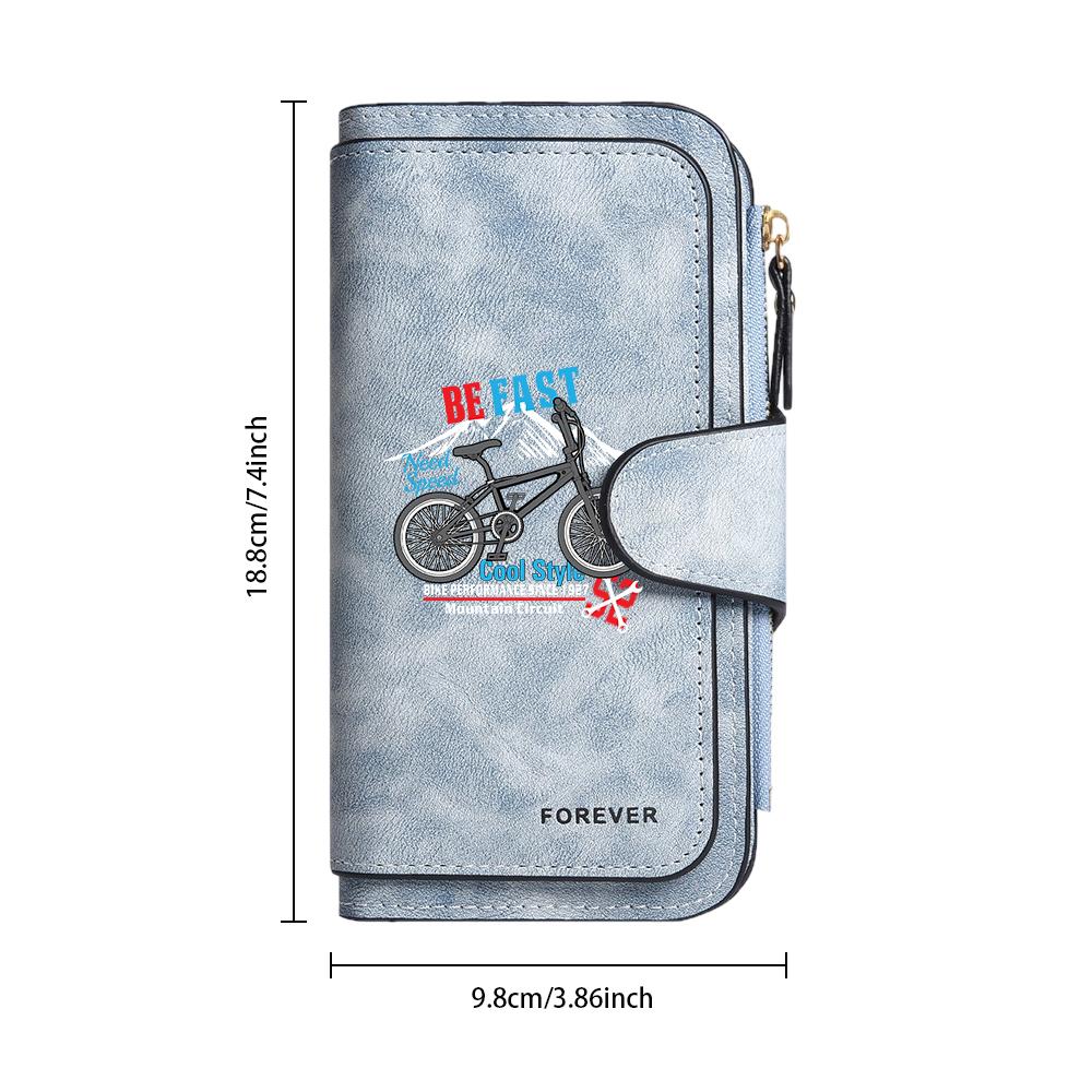 Stylish Bicycle Pattern Long Wallet Fashion Portable Large Capacity Card Holder Casual Multi Slots Daily Use Purse