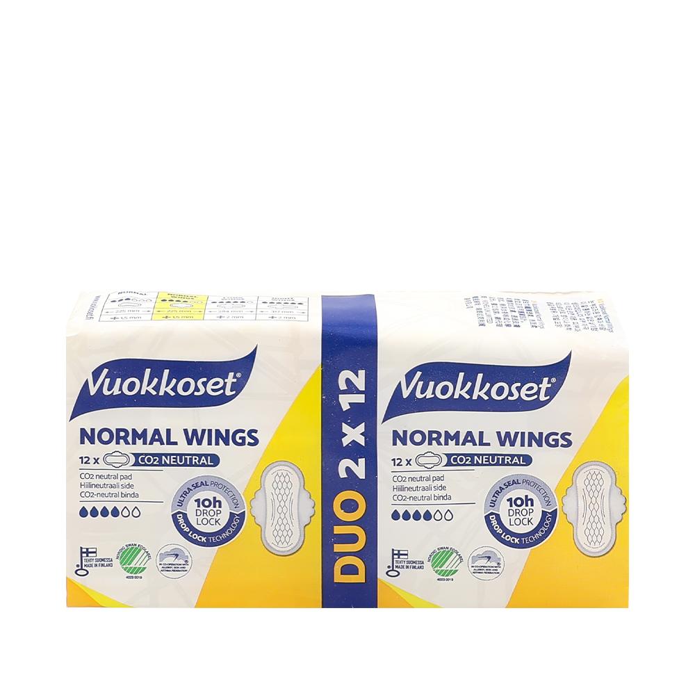 Podpaski Ze Skrzydełkami Normal Duopack 2X12 Sztuk Vuokkoset White