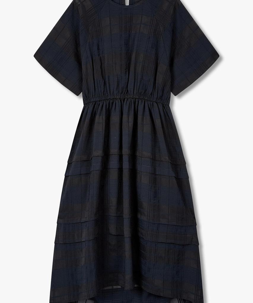 STUDIO TOMBOY Backless See-Through Check Dress_Dark Navy 9106241204