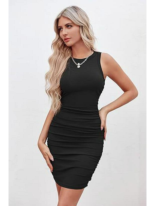 Women's European American Solid Color Slim Fit Wrap Dress