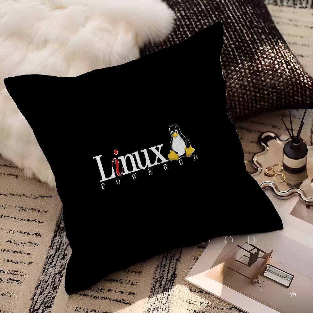 Подушка с принтом пингвина Tux из операционной системы Linux. Наволочка для спальни и гостиной. Декоративная наволочка для дивана.