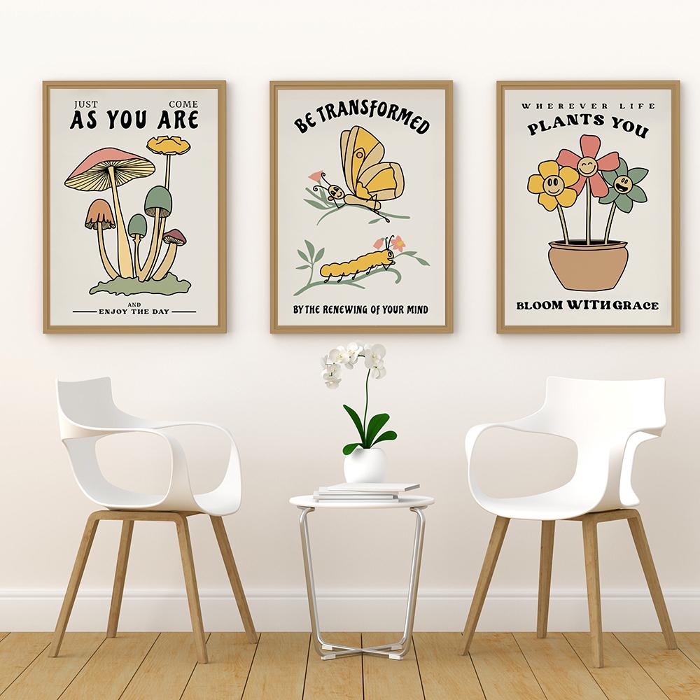 Христианская цитата настенное искусство ретро цветочный принт розовый вдохновляющая эстетическая бабочка холст картина детская комната домашний декор картинки