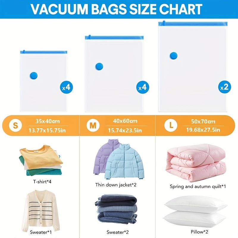 11/4pcs Vacuum Compression Bags with Hand Pump,For Bedding & Clothes - Vacuum Bag For Mattress, Travel Bags,Clothes Storagse Bag