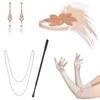 1 Set 1920'S Flapper Cosplay Costume Feather Headband Pearl Necklace Bracelet Stockings Long Glove Gatsby Masquerade Accessories