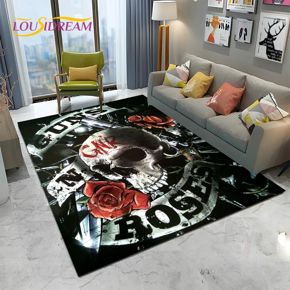 3D Hard Rock Band Guns N Roses Sign Carpet Rug для дома, гостиной, спальни, дивана, коврика для двери, детский коврик, нескользящий напольный коврик