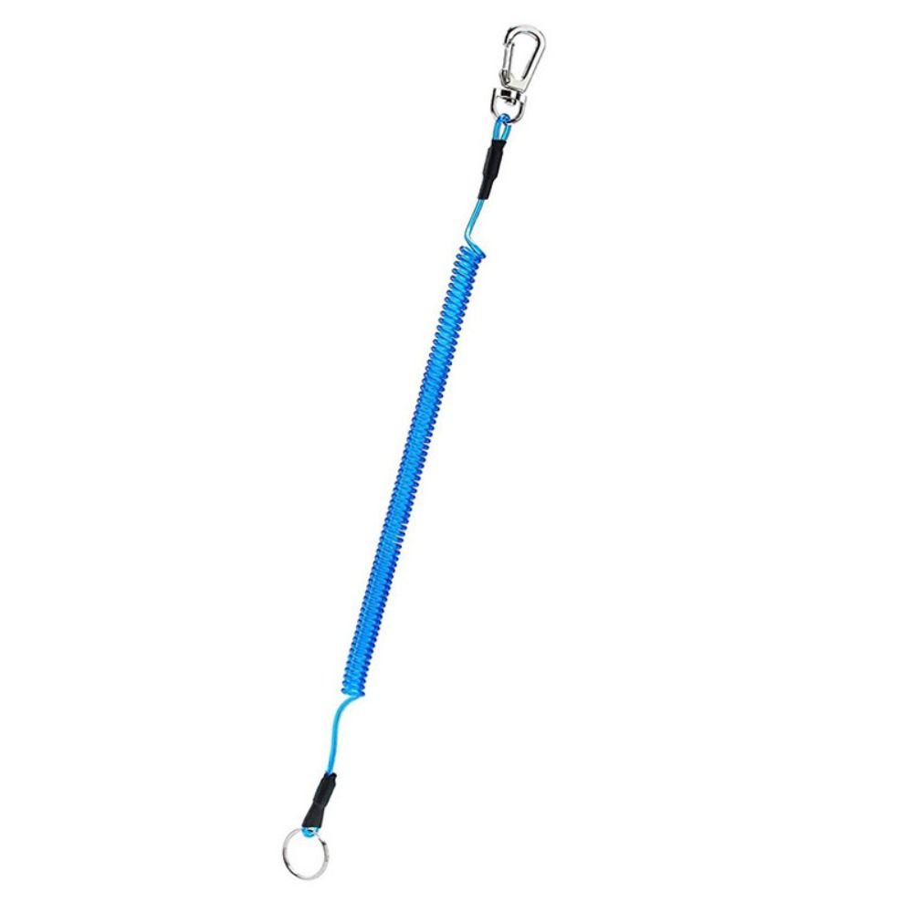 Ring Metal Carabiner Spring Elastic Rope Spiral Coiled Lanyard Safety Rope Stretch Fishing Tools