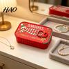Necklace Detangler Case Christmas Sardine Tin Shaped Jewelry Box, Portable Travel Jewellery Storage with Essentials for Fish Bone Divider, Mini