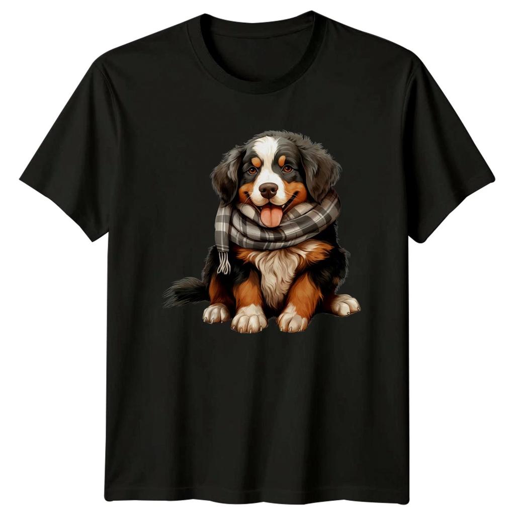Bernese Mountain Dog Puppy Scarf Animals Dogs Mens T-Shirt Women Tee Graphic Top