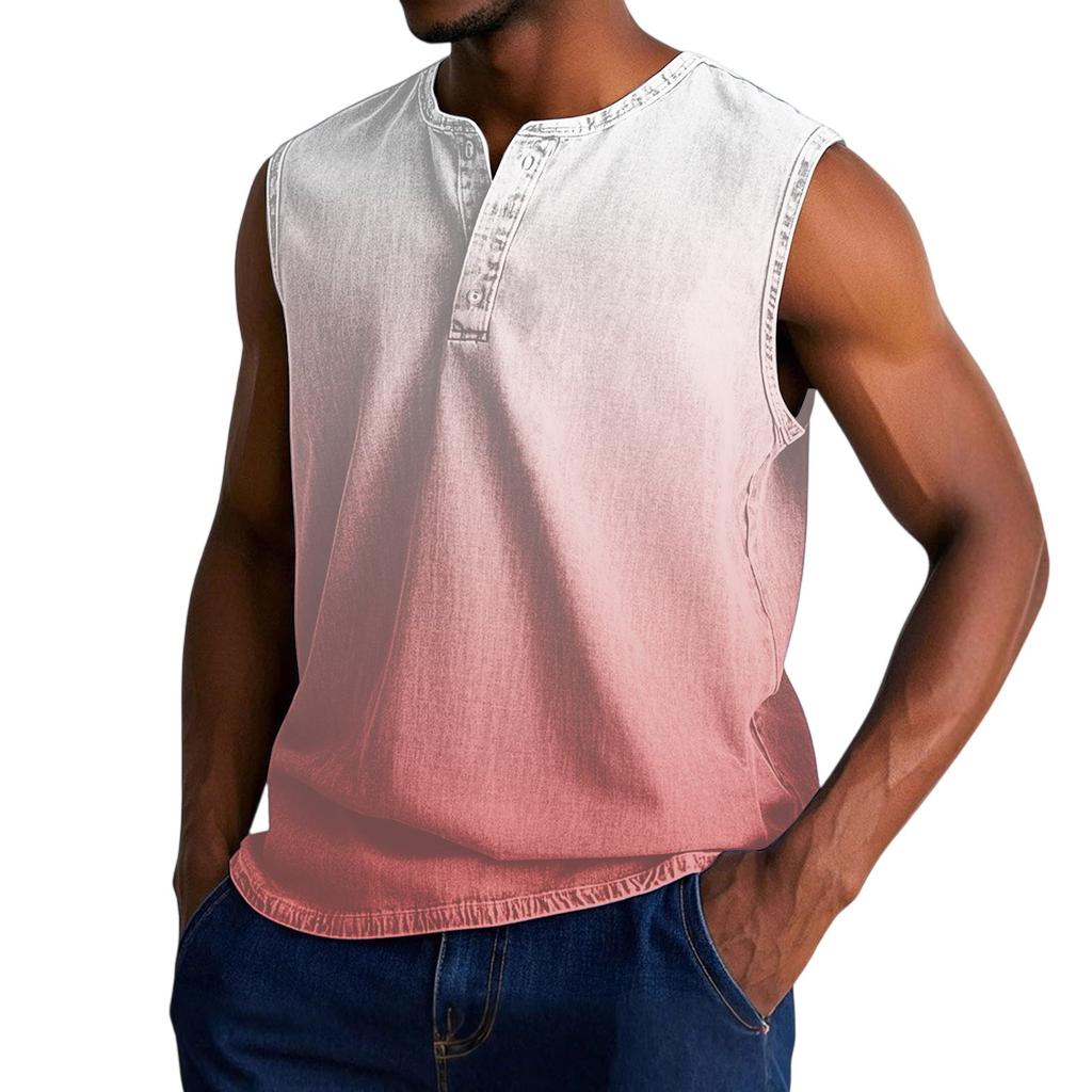 Мужская состаренная рубашка без рукавов с градиентным принтом