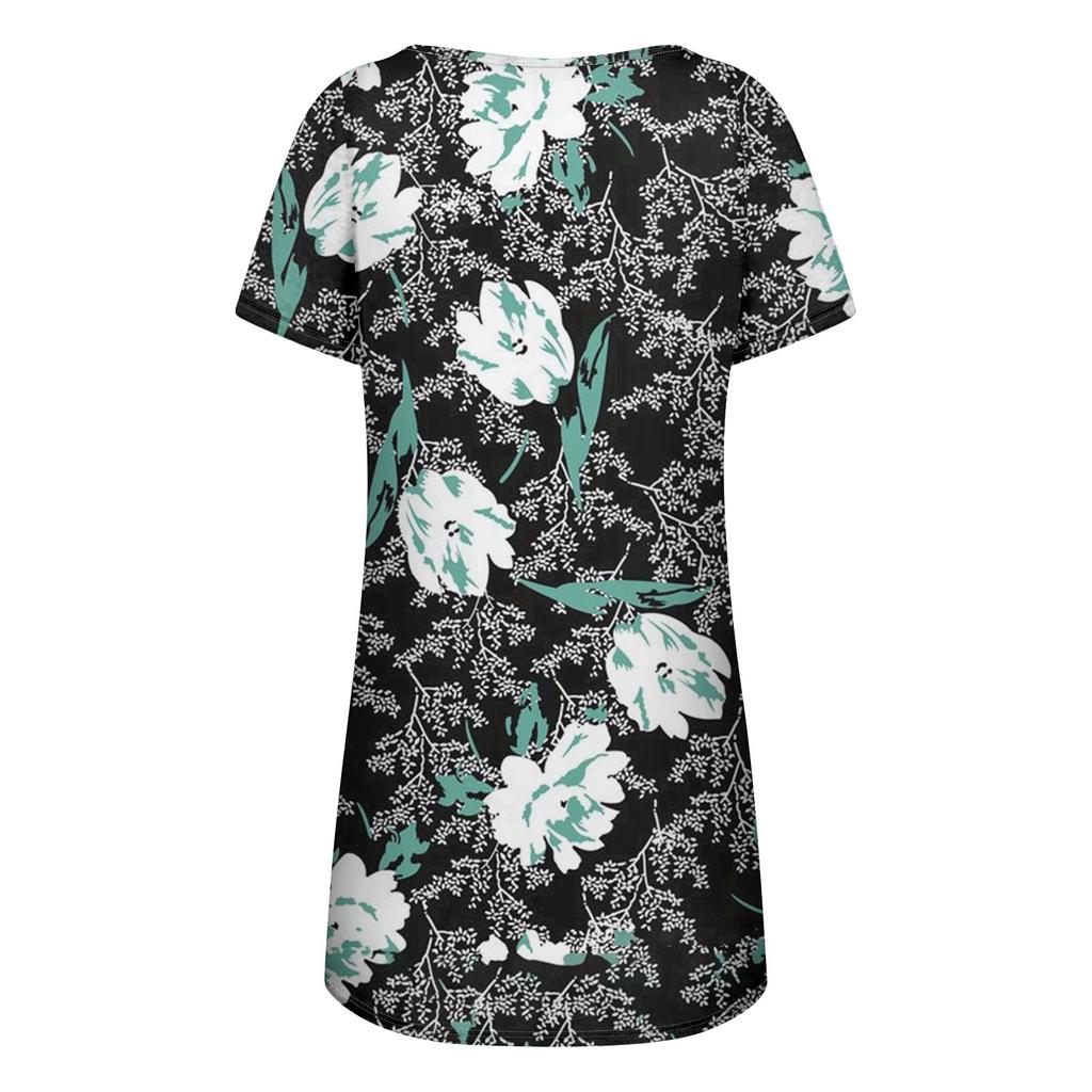 Женская мода повседневное платье с принтом и лацканами с коротким рукавом и ремнями