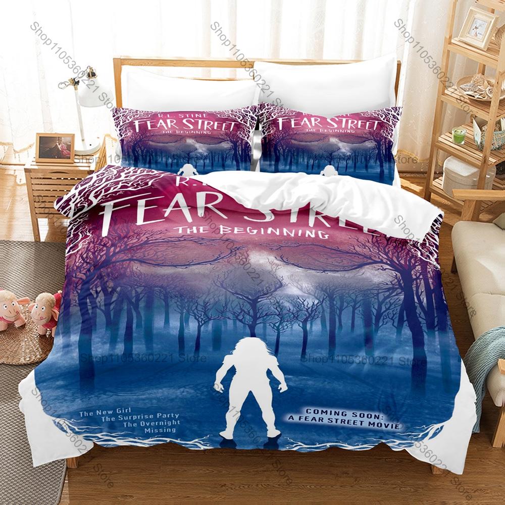 Fear Street Trilogy Vintage Slasher Horror Movie Poster HD Print Bedding Set Duvet Cover + 2 Pillowcases Dark Teen Room Decor