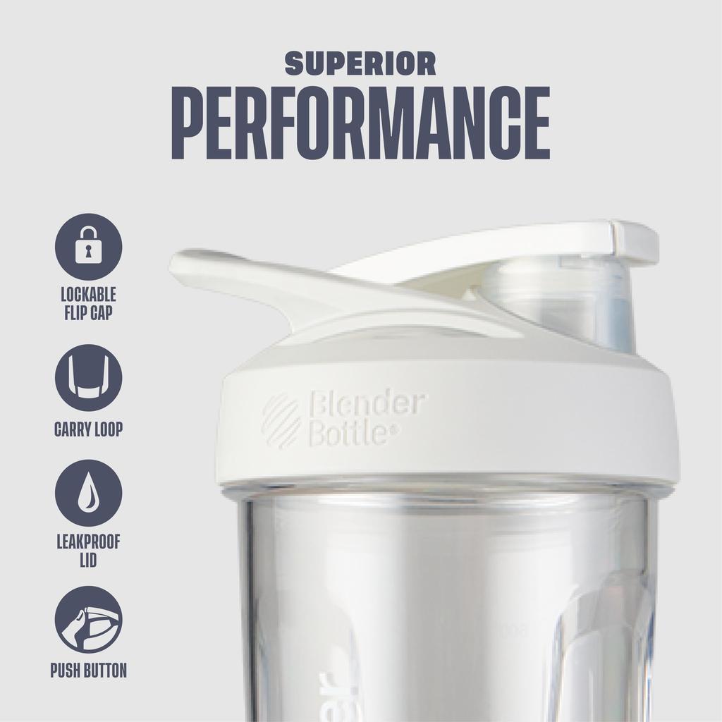 Бутылка-шейкер BlenderBottle Strada Tritan 28 унций для протеина, Оригинальный продукт BlenderBottle, Объем 828 мл (600 мл Отметки), белый (BBSTT28 WH)