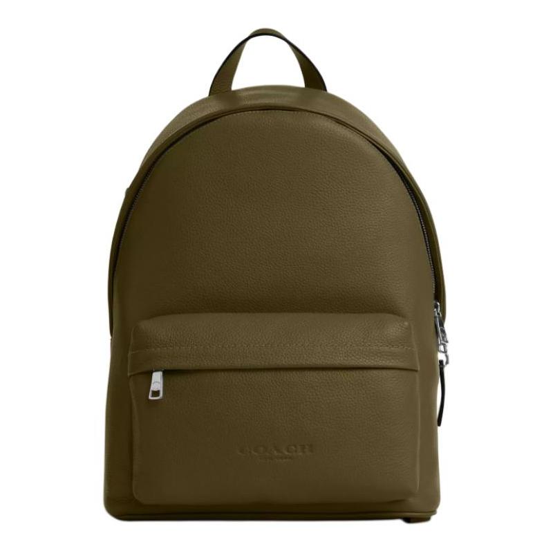 COACH Taylor 30 zipper closure cowhide patchwork backpack large size men's dark green