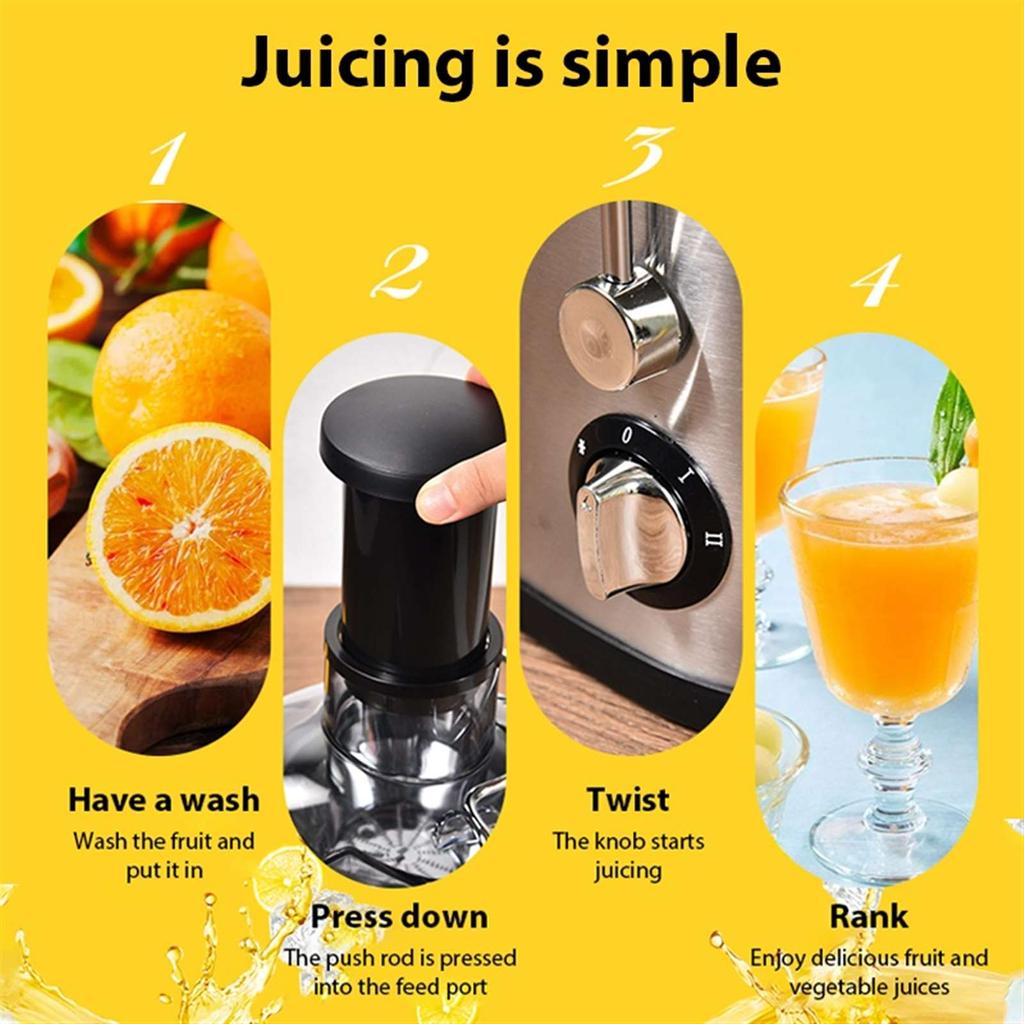 Powerful Centrifugal Electric Juicer Machine 3" Big Mouth Fruits And Vegetable Juice Extractor 2Speeds Mixer Blender With Bottle
