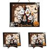 Halloween Home Wooden Sign, Cute Horror House Plaque For Living Room Entryway Mantel Tabletop