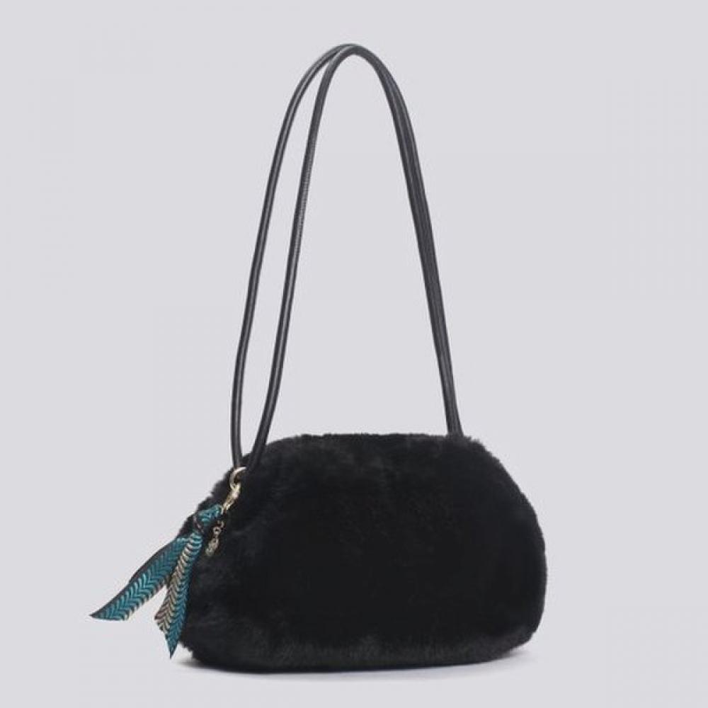 Lara Fur Clutch Crossbody Bag Black Lala2f139 Gift Lara Canvas Bag + Wool Glov