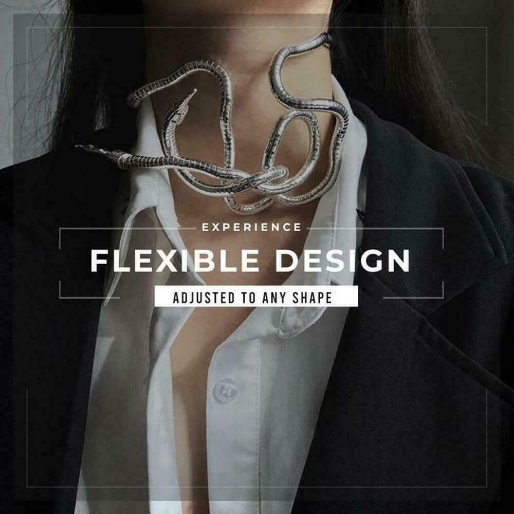 Скручивающийся 90 см гибкий чокер ювелирный сплав ожерелье браслет в виде змеи ожерелье