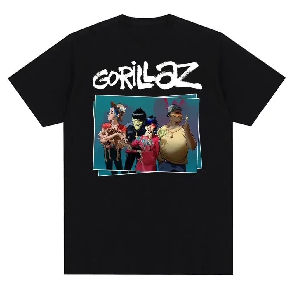 Музыкальная группа Gorillazs Панк-рок Принт Футболка 90-е Повседневная Мода Короткий рукав Футболка Унисекс