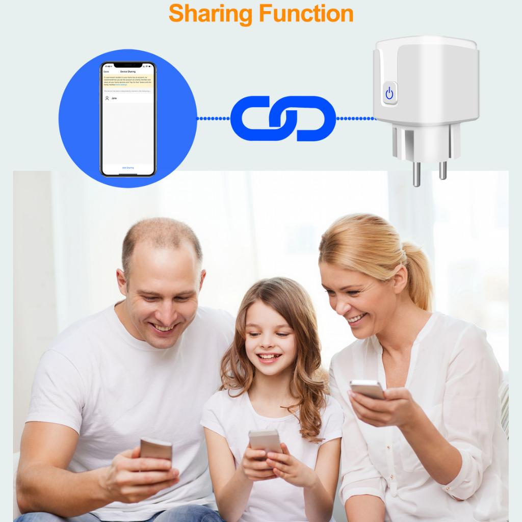 Умная розетка Tuya Wi-Fi, 20 А, умная розетка европейского стандарта с функцией таймера монитора мощности, 4200 Вт, совместимая с Alexa Google Home