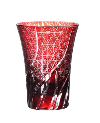 Старинная стеклянная кружка Kiriko Glass, традиционная, можно мыть в посудомоечной машине [QD-K2] (красный)