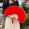 Vintage Feather Folding Fan Wedding Party Bride Hand Held Fan Portable Summer Fan Decoration Dance Performance Props Party Accessories