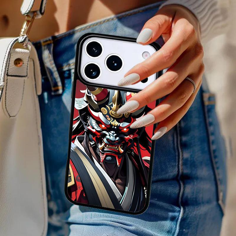 Samurai Oni Mask Phone Case For iPhone 17 Air 14 15 13 12 Max Cover For Apple 16e 11 Pro Max Plus Coque