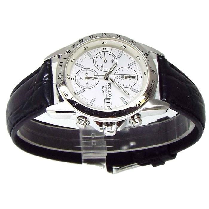 SEIKO Chronograph Watch Leather Belt Set White SND363P1