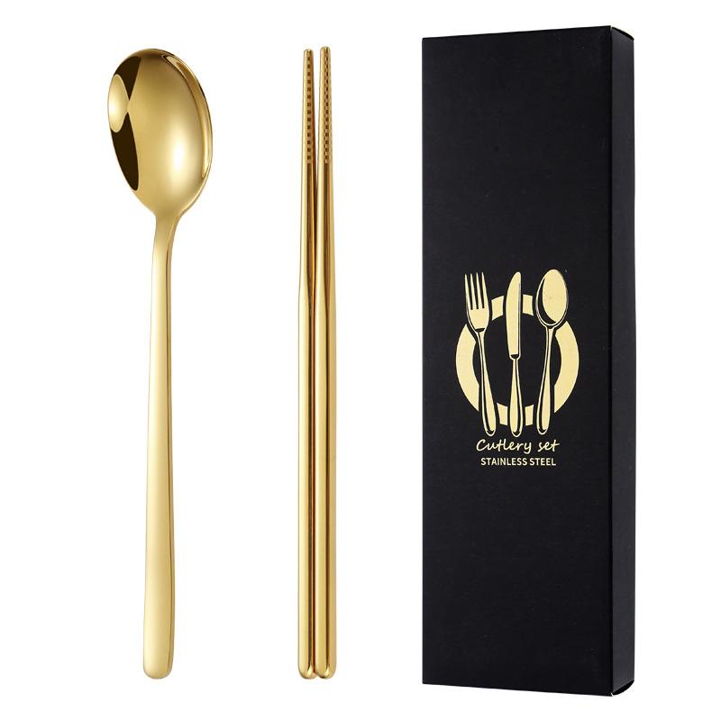 Подарочная коробка из нержавеющей стали 304, нож, ложка, палочки для еды, специальный набор, набор для приготовления пищи, семейная кухня, дорожный, полный набор, 2 шт.