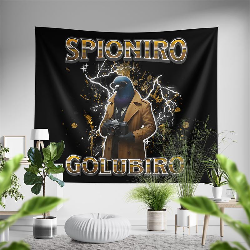 Aertemisi Spioniro Golubiro Итальянский Мозголом Смешной Мем Гобелен Настенное Искусство для Спальни Гостиной Декор Задник для Вечеринки