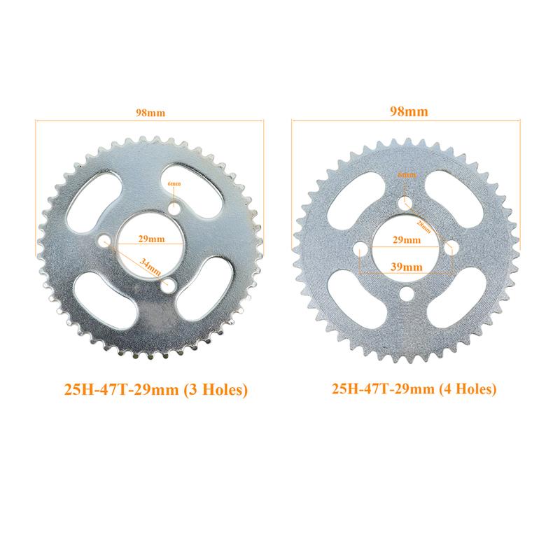 25H 47T Sprocket 3/4 Holes Rear Sprocket 29mm Fit for 47CC 49CC Mini Moto Pocket Electric Scooter Sprocket Replacement Accessory