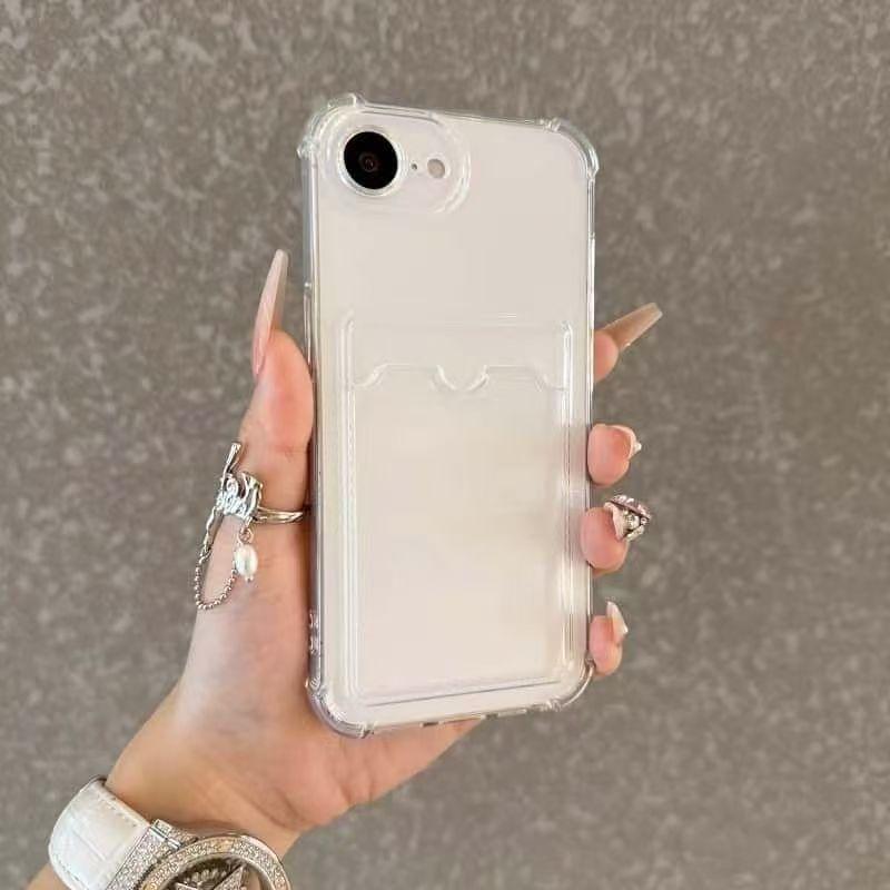 Прозрачный кошелек-чехол для телефона для iPhone 16e 17e 16 17 E Прозрачный держатель-слот для карт Чехол