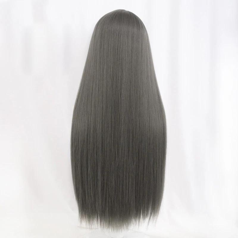 Парик для косплея Сакурадзимы Май «Этот глупый свин не понимает мечты девочки-кролика» Длинные прямые черные серые волосы Аниме-парики + Шапочка для парика