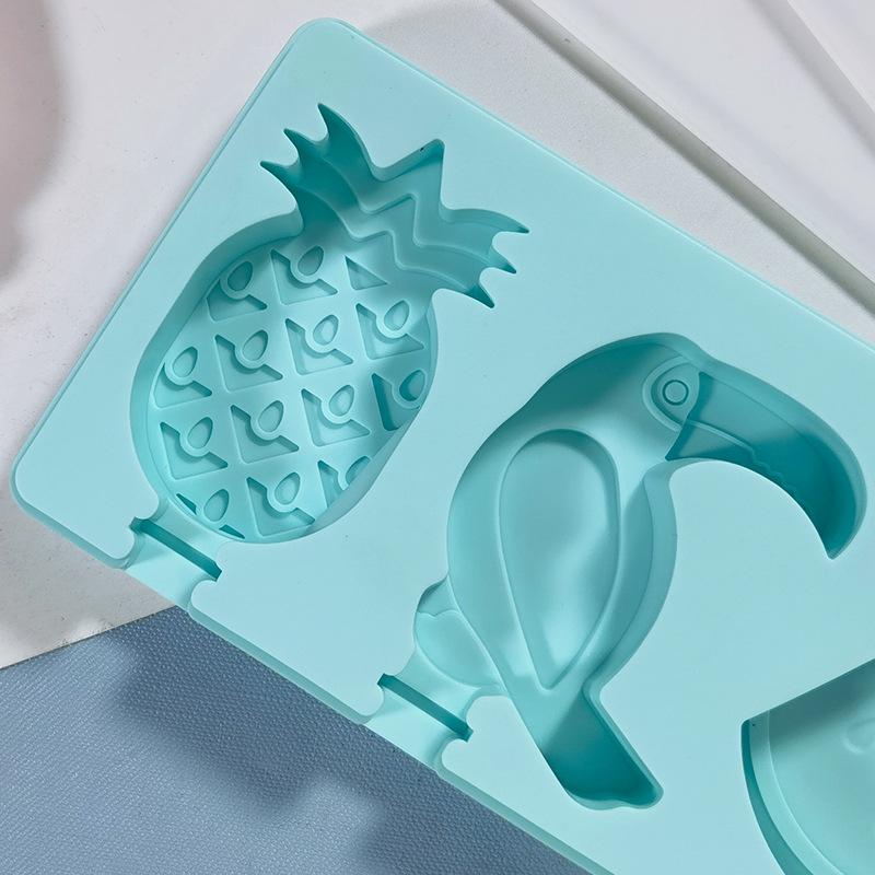 Silicone Ice Cream Mold Maker 4 Holes Popsicle Cube Chocolate Tray Molds Gem Mould Valentine's Day Gift Diamond Baking Tools