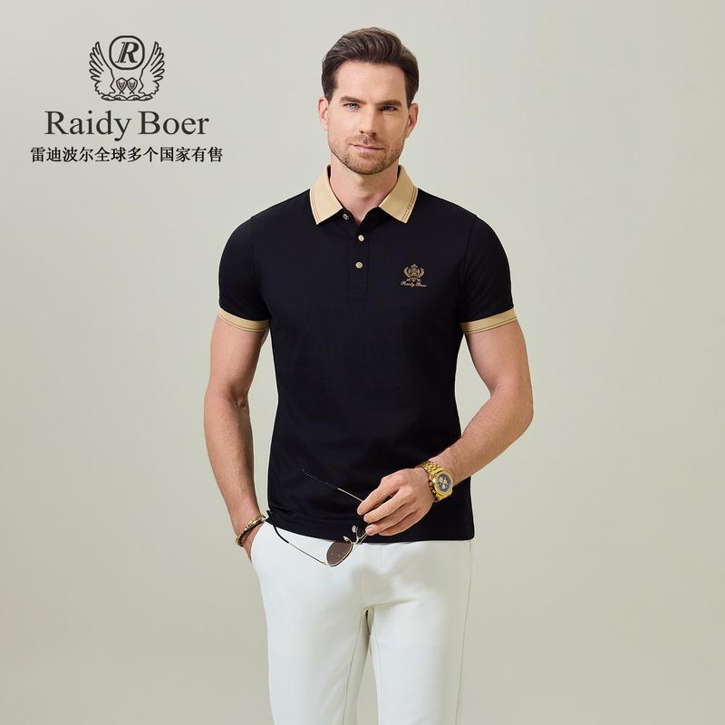 Men's Cotton Polyester Bead Ground Short-sleeved T-shirt POLO shirt
