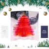 3D Christmas Handmade Cards Glitter Christmas Tree Pop Up Greeting Blessing Postcards with Lay Flat Display Widget&envelopes Decoration