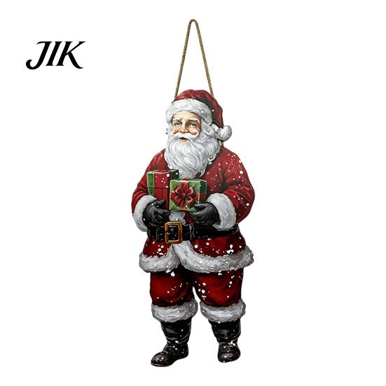 Snowman Indoor Outdoor Ornament Vintage Christmas Door Welcome Sign, Rustic Santa Claus Wooden Reusable Party Sign Wreath, Farmhouse Decorative Hanger