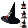 Trend Teen Witch Hat with Skull Hand Rose Applique Fashion Adult Teenager Witch Hat Halloween Carnivals Cosplay Hat
