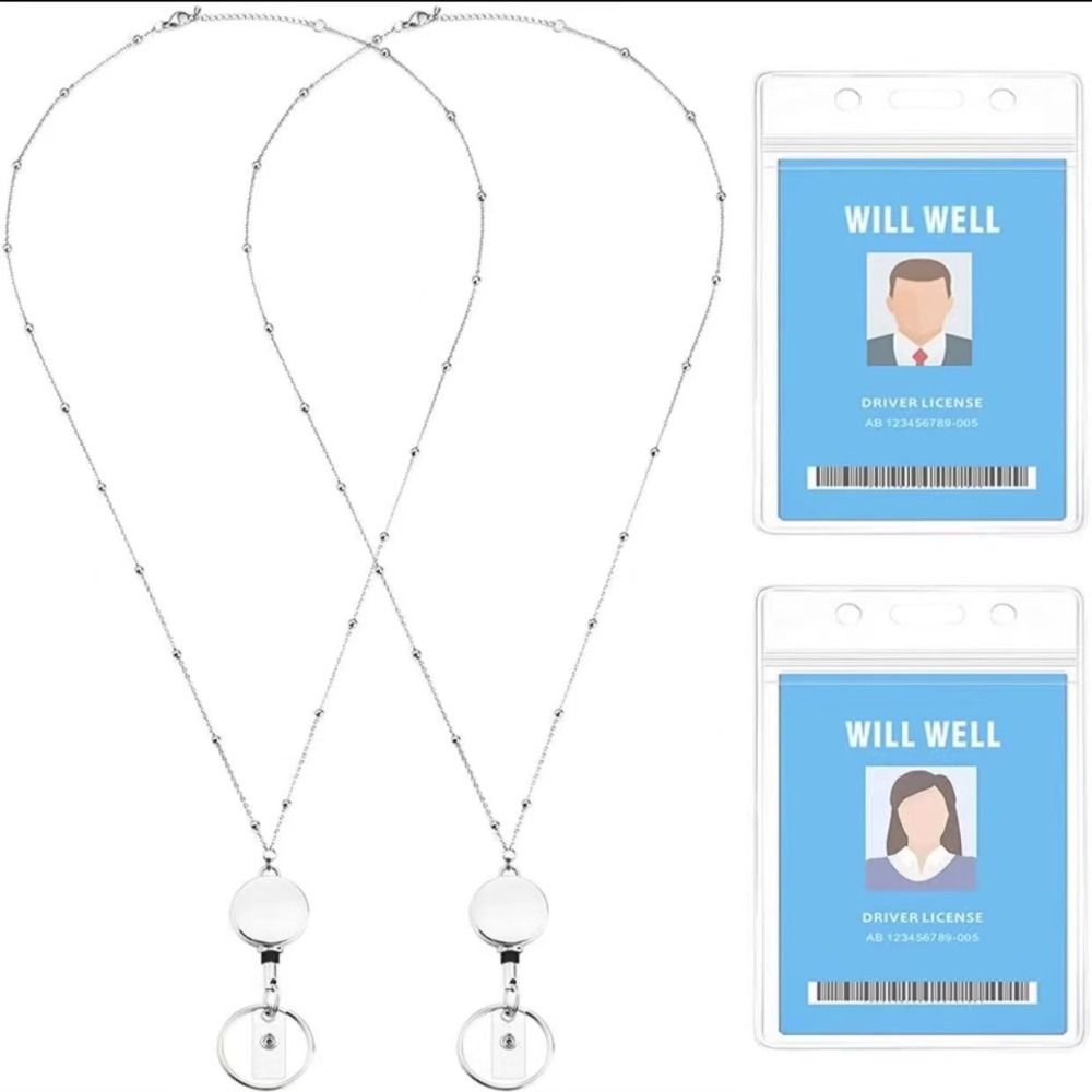 Chain Office Supplies Badge Reel Lanyard With Necklace With ID Card Holders Name Card Badge Holder