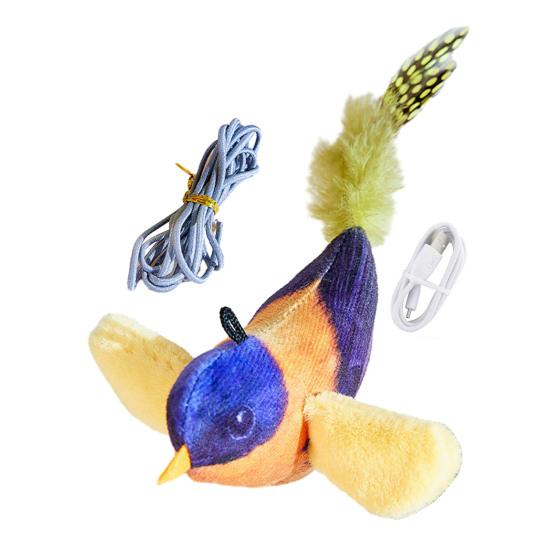 Игрушка для кошек «Птицы, хлопающие крыльями» Интерактивный летающий воробей с реалистичным щебечущим звуком, активируемый прикосновением Мягкая игрушка для котят «Птицы» для домашних кошек