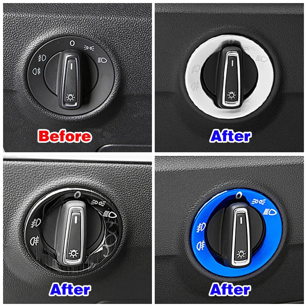 Для Skoda Karoq 2017-2024 Автоматический переключатель регулировки фар Декоративная отделка из пайеток Внутренняя наклейка из нержавеющей стали