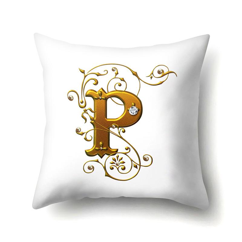 Полиэстеровая наволочка Автомобильное украшение Дом 26 английских букв Принт Автомобильная поясничная подушка Наволочка