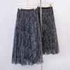 Fei Yuan Elegant High Waist Retro Paisley Mesh Midi Skirt for Women - Early Spring Collection