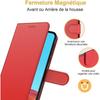Coque de Protection - BOOLING - pour Samsung Galaxy S21 - Rouge Effet Cuir - Anti-Choc - Rangement Billet et Carte