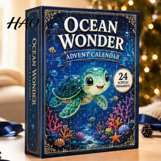 Decorative Hanging Charms Ocean Advent Calendars 2026, Marine Themed 24 Days Christmas Countdown Calendar, Sea Creature Ornaments 2D Acrylic