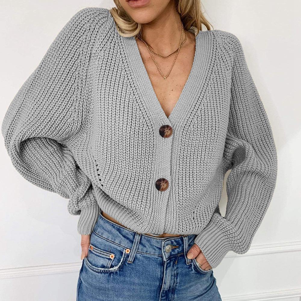 2025 Bestseller Women's Solid Color Buttoned Knit Cardigan for Autumn